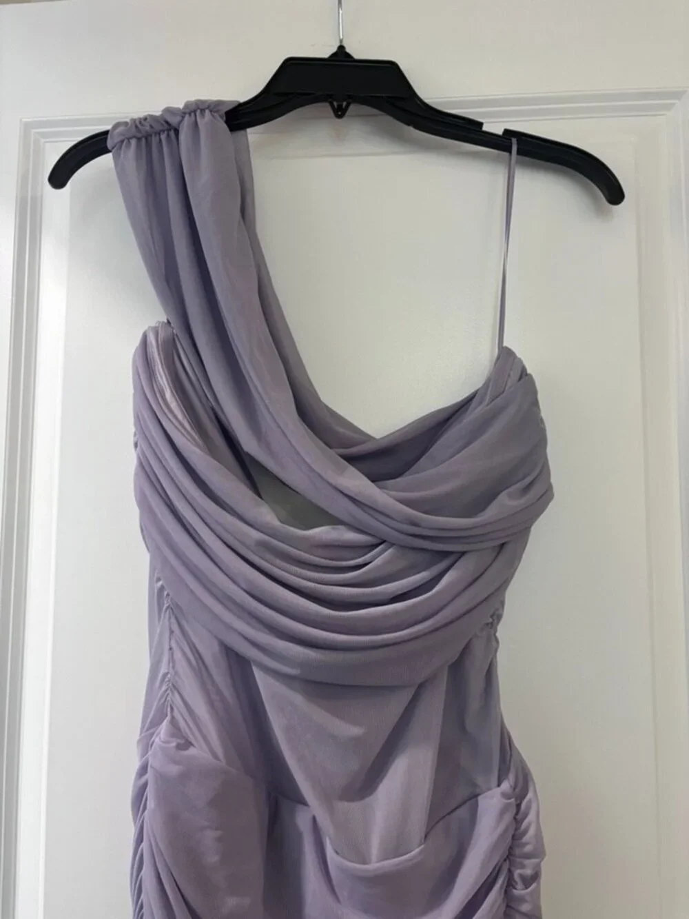 NWT Abercrombie & Fitch Mesh Asymmetrical Off The Shoulder Maxi Dress